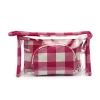 New fabric checkered makeup bag, makeup bag, toiletry bag, clutch bag, PVC makeup bag three-piece set bag Item Picture